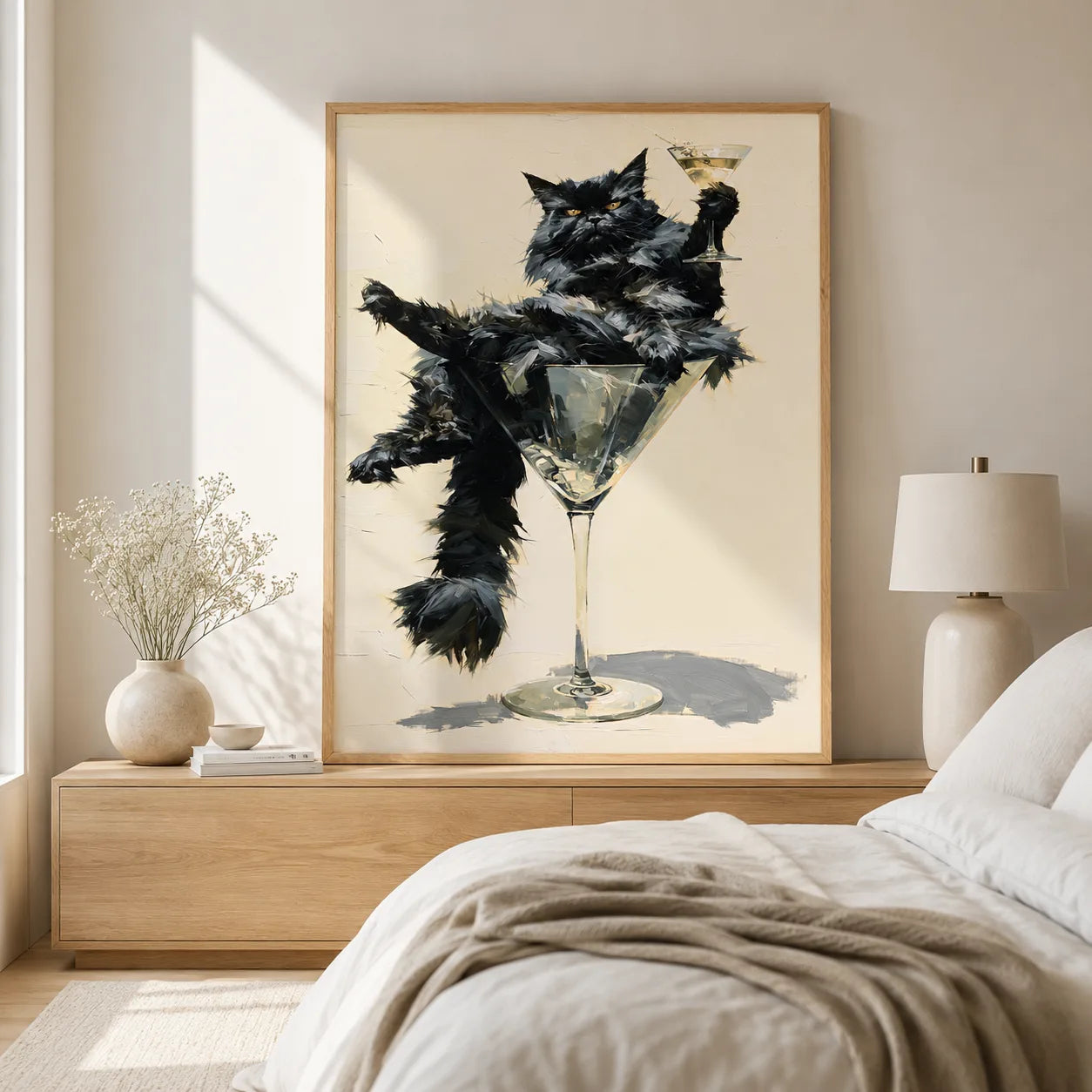 Martini Black Cat Wall Art Decor - Wall Art Decor - styled