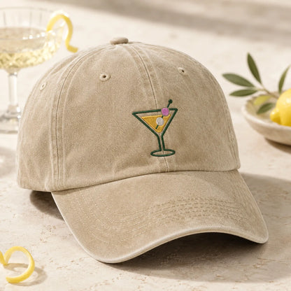 Martini Cocktail Washed Cap - washed cap - side view