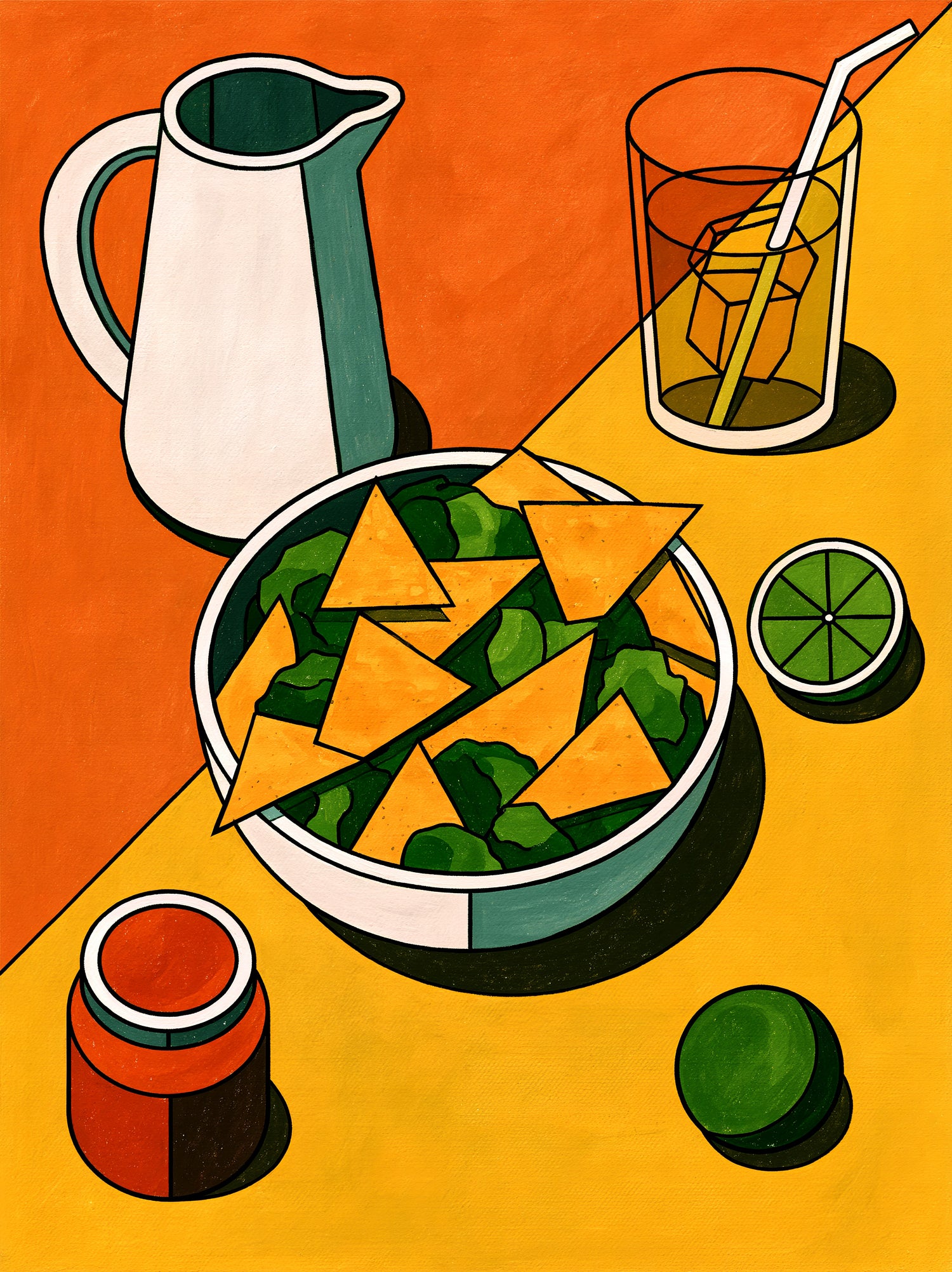 Matisse-inspired Kitchen Art Print - Wall Art Decor - front view - orange kitchen wall art, fauvist still life poster