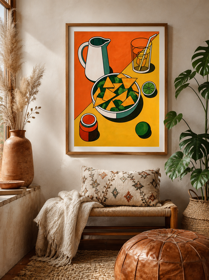 Mexicaanse Keukenposter - Wall Art Decor - alternate angle - orange kitchen wall art, fauvist still life poster