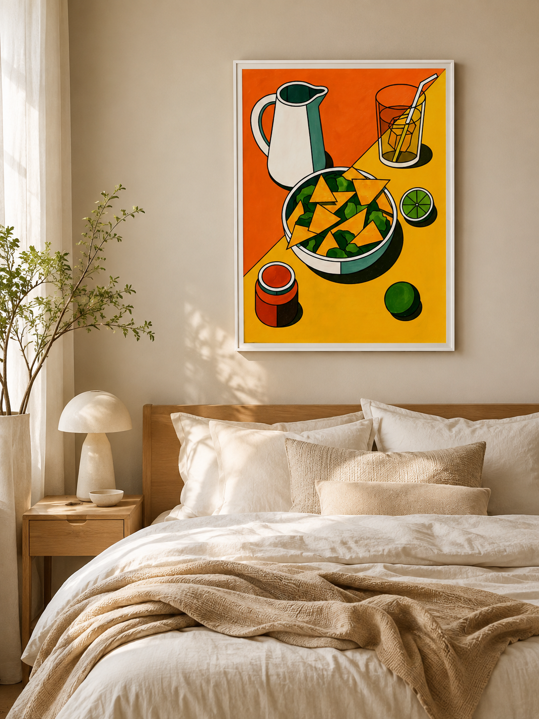 Mexicaanse Keukenposter - Wall Art Decor - detail view - orange kitchen wall art, fauvist still life poster