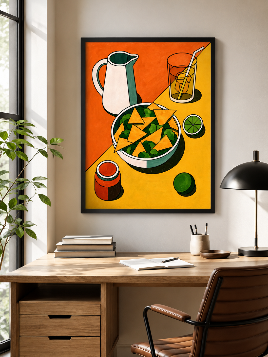 Mexicaanse Keukenposter - Wall Art Decor - lifestyle shot - orange kitchen wall art, fauvist still life poster