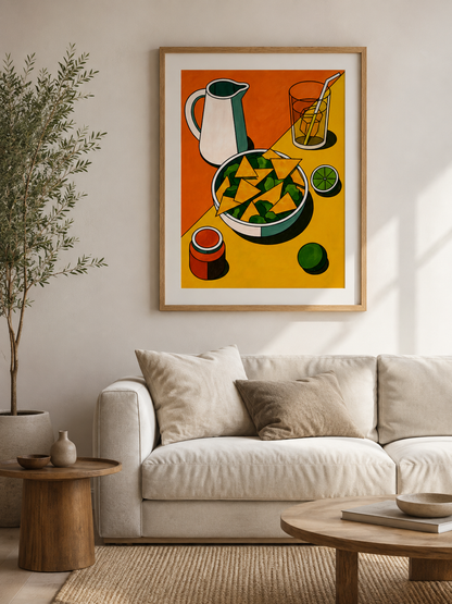 Mexicaanse Keukenposter - Wall Art Decor - close-up - orange kitchen wall art, fauvist still life poster