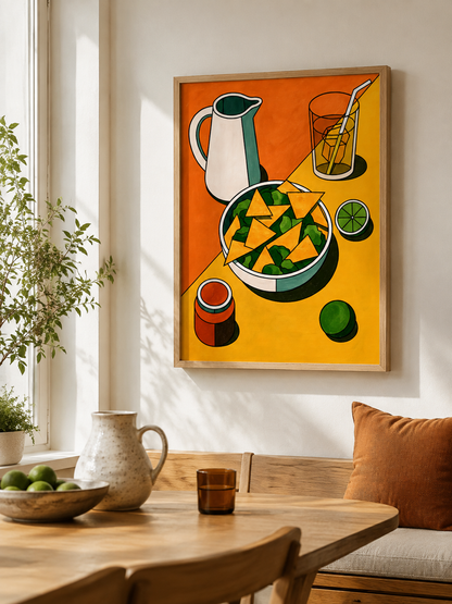 Mexicaanse Keukenposter - Wall Art Decor - packaging - orange kitchen wall art, fauvist still life poster