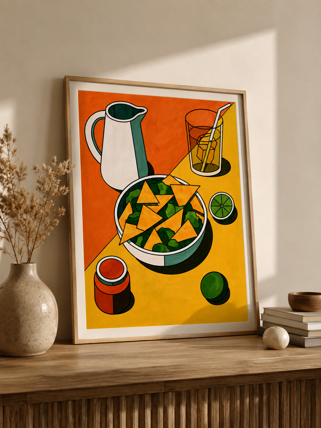 Mexicaanse Keukenposter - Wall Art Decor - front view - orange kitchen wall art, fauvist still life poster