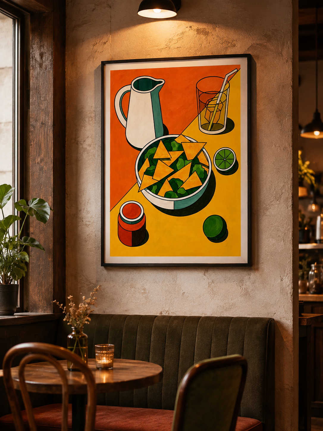 Mexicaanse Keukenposter - Wall Art Decor - detail view - orange kitchen wall art, fauvist still life poster