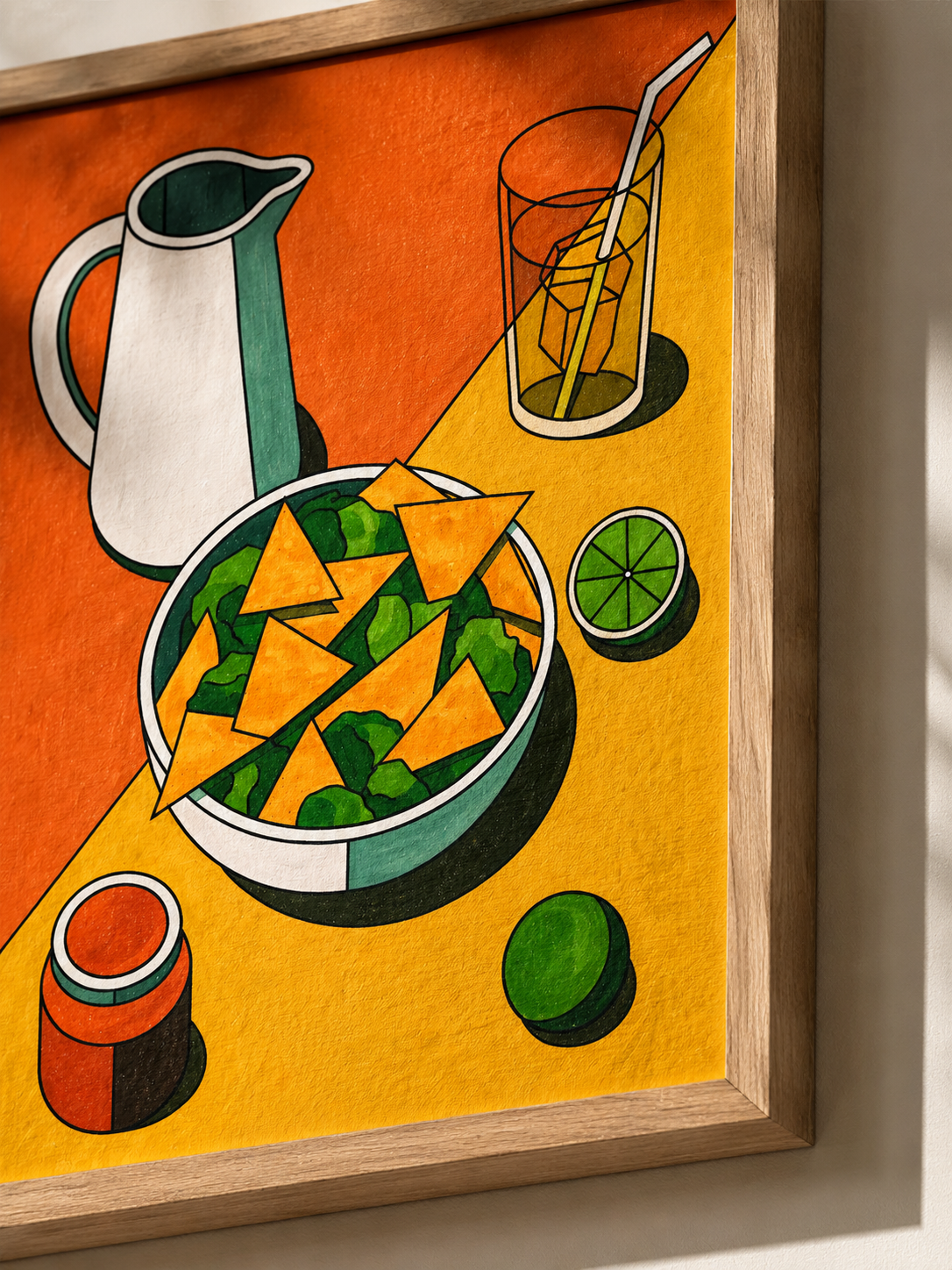 Mexicaanse Keukenposter - Wall Art Decor - lifestyle shot - orange kitchen wall art, fauvist still life poster