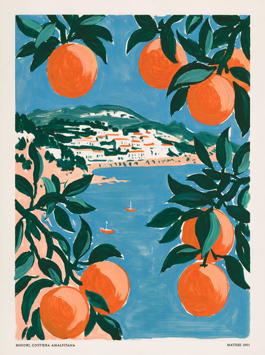 Matisse-Inspired Orange Art Print - Wall Art Decor - front view - matisse-inspired orange art print, orange tree wall art