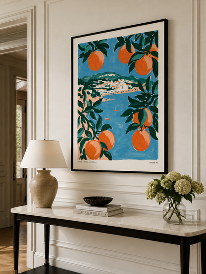 Matisse-Inspired Orange Art Print - Wall Art Decor - close-up - matisse-inspired orange art print, orange tree wall art