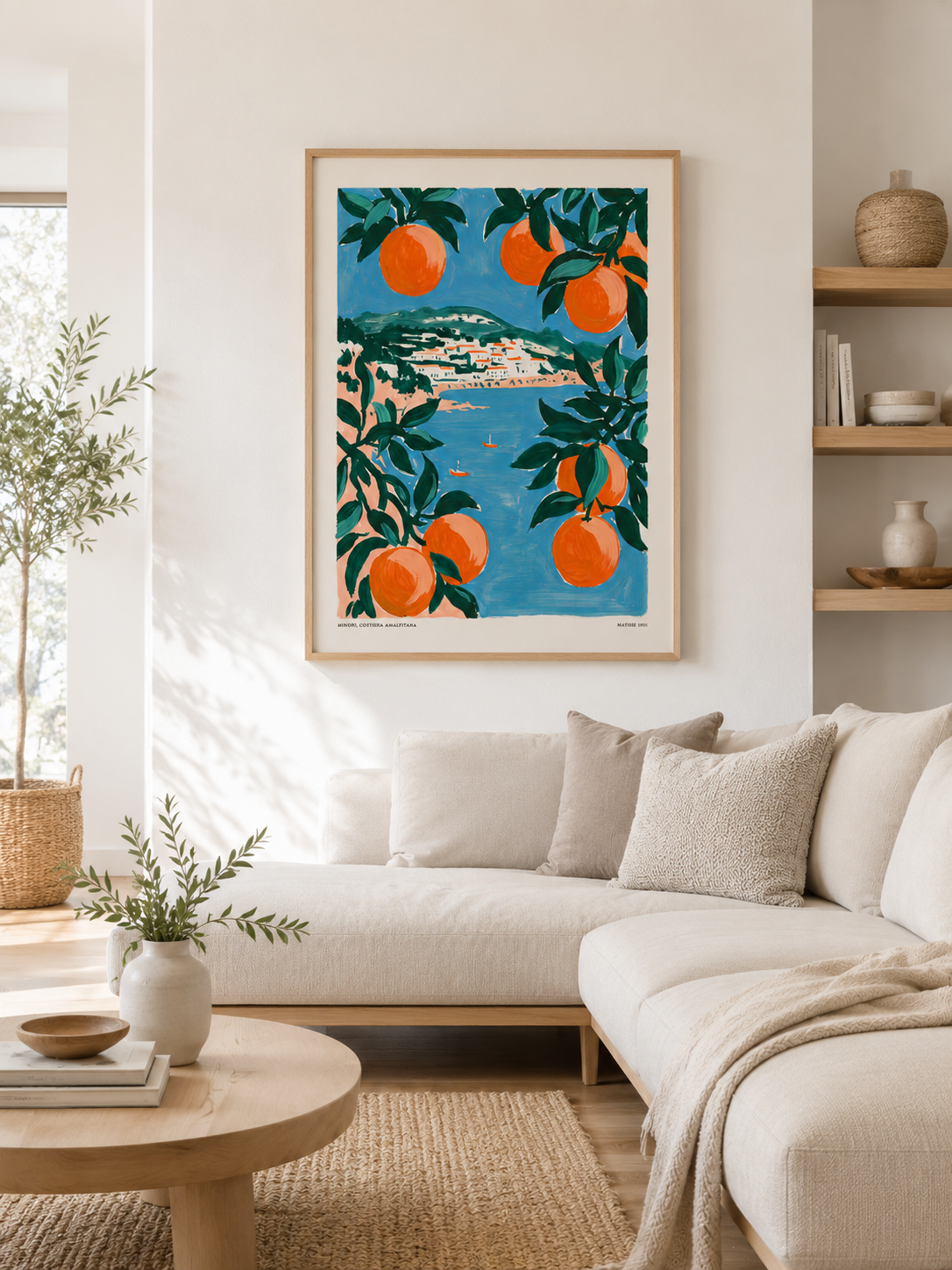 Matisse-Inspired Orange Art Print - Wall Art Decor - detail view - matisse-inspired orange art print, orange tree wall art