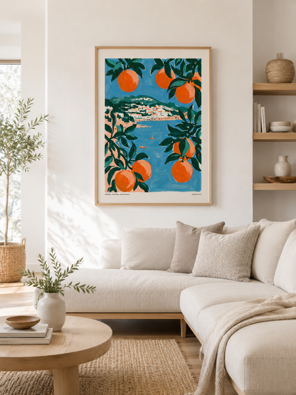 Matisse-Inspired Orange Art Print - Wall Art Decor - detail view - matisse-inspired orange art print, orange tree wall art