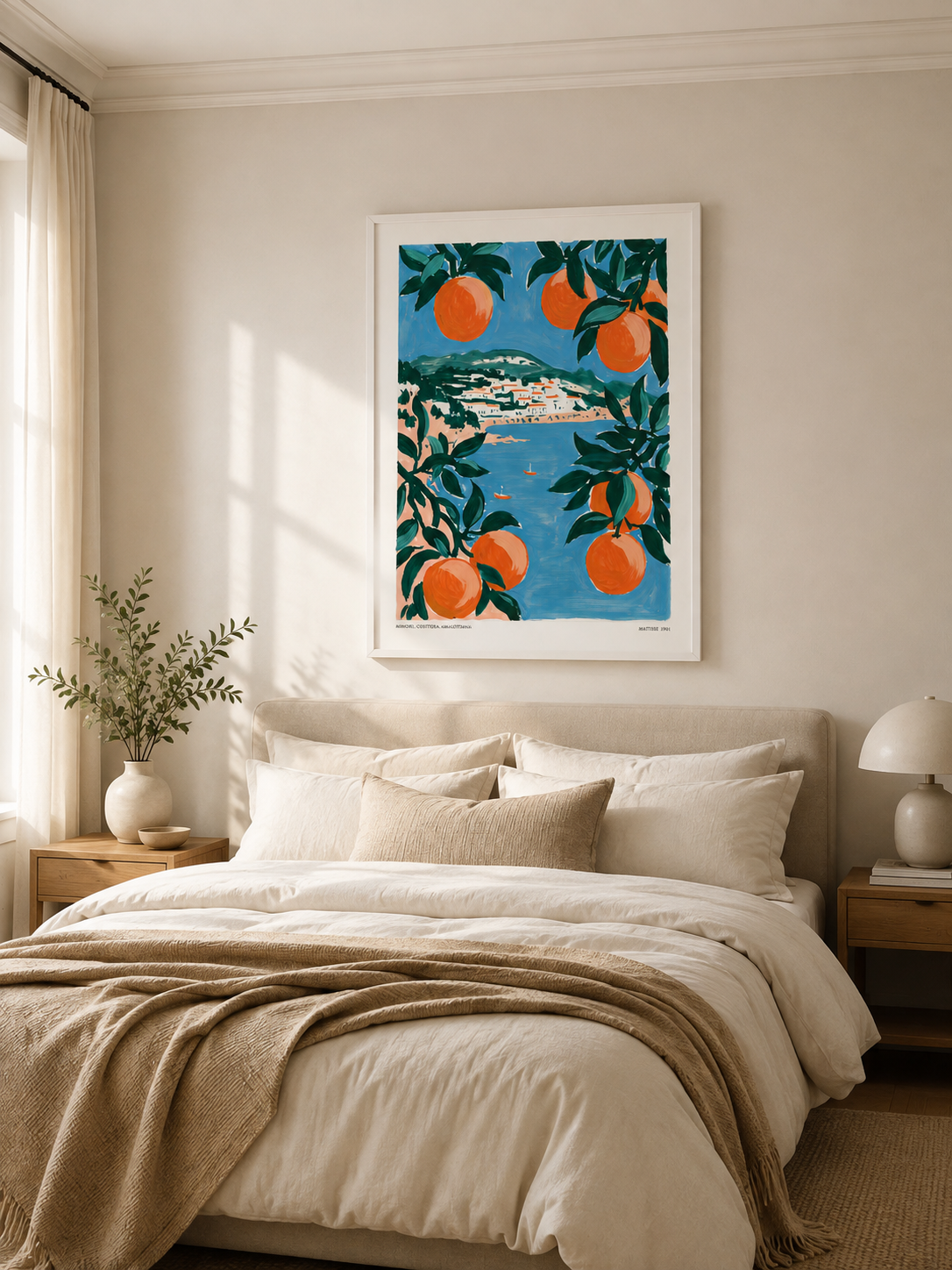 Matisse-Inspired Orange Art Print - Wall Art Decor - lifestyle shot - matisse-inspired orange art print, orange tree wall art