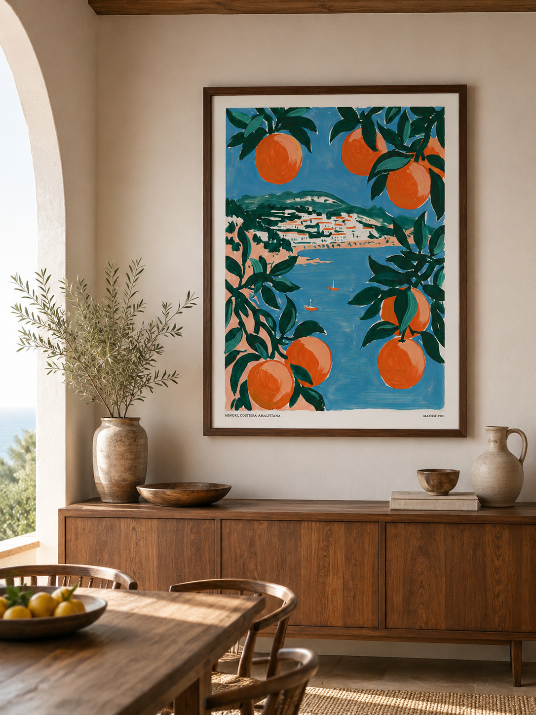 Matisse-Inspired Orange Art Print - Wall Art Decor - close-up - matisse-inspired orange art print, orange tree wall art