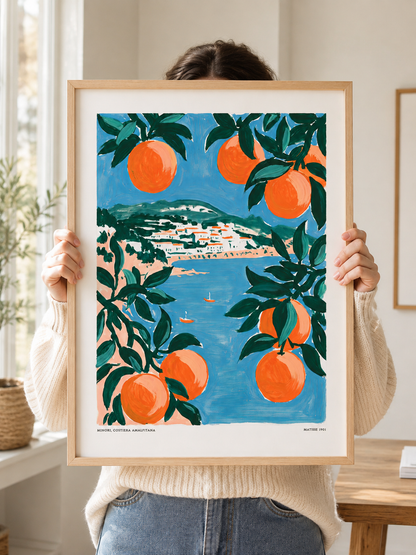 Matisse-Inspired Orange Art Print - Wall Art Decor - front view - matisse-inspired orange art print, orange tree wall art