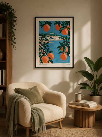 Matisse-Inspired Orange Art Print - Wall Art Decor - detail view - matisse-inspired orange art print, orange tree wall art
