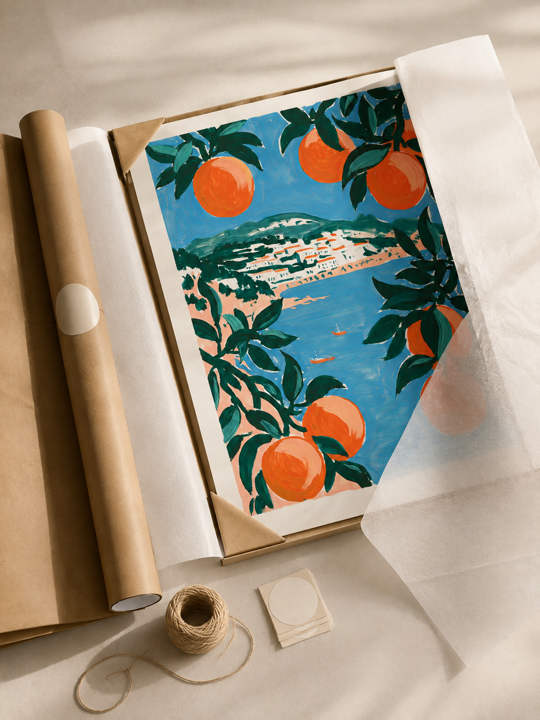 Matisse-Inspired Orange Art Print - Wall Art Decor - lifestyle shot - matisse-inspired orange art print, orange tree wall art
