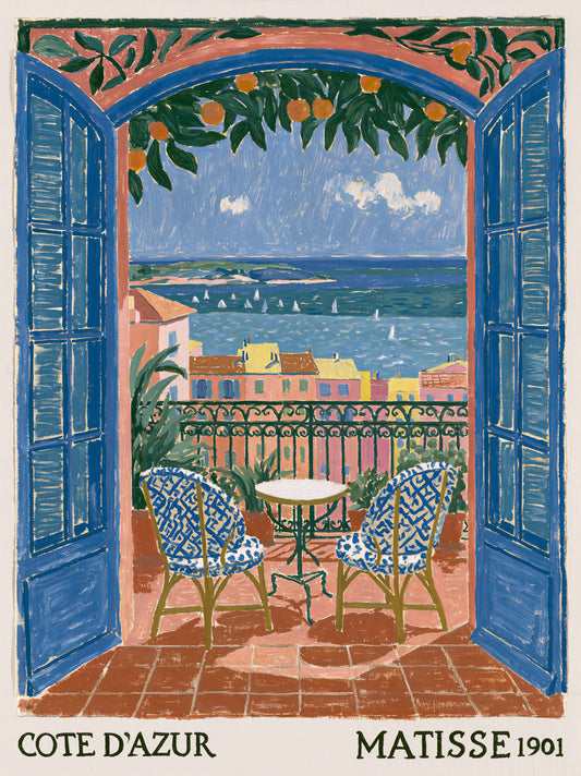 Matisse Riviera Art Print - Wall Art Decor - front view - matisse riviera art, french riviera poster
