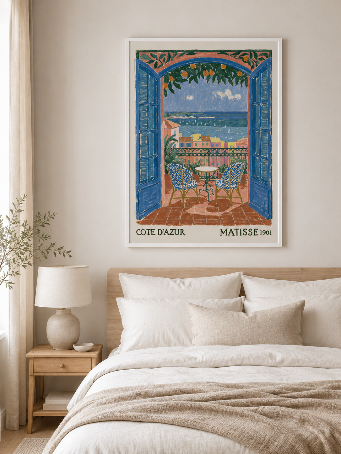Matisse Riviera Art Print - Wall Art Decor - close-up - matisse riviera art, french riviera poster