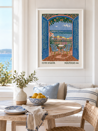 Matisse Riviera Art Print - Wall Art Decor - alternate angle - matisse riviera art, french riviera poster