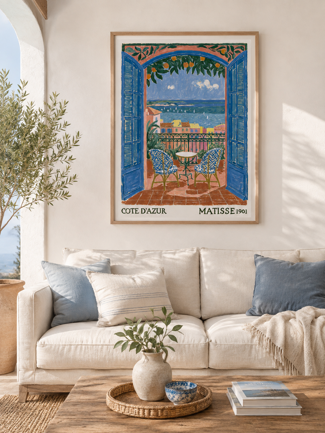 Matisse Riviera Art Print - Wall Art Decor - detail view - matisse riviera art, french riviera poster