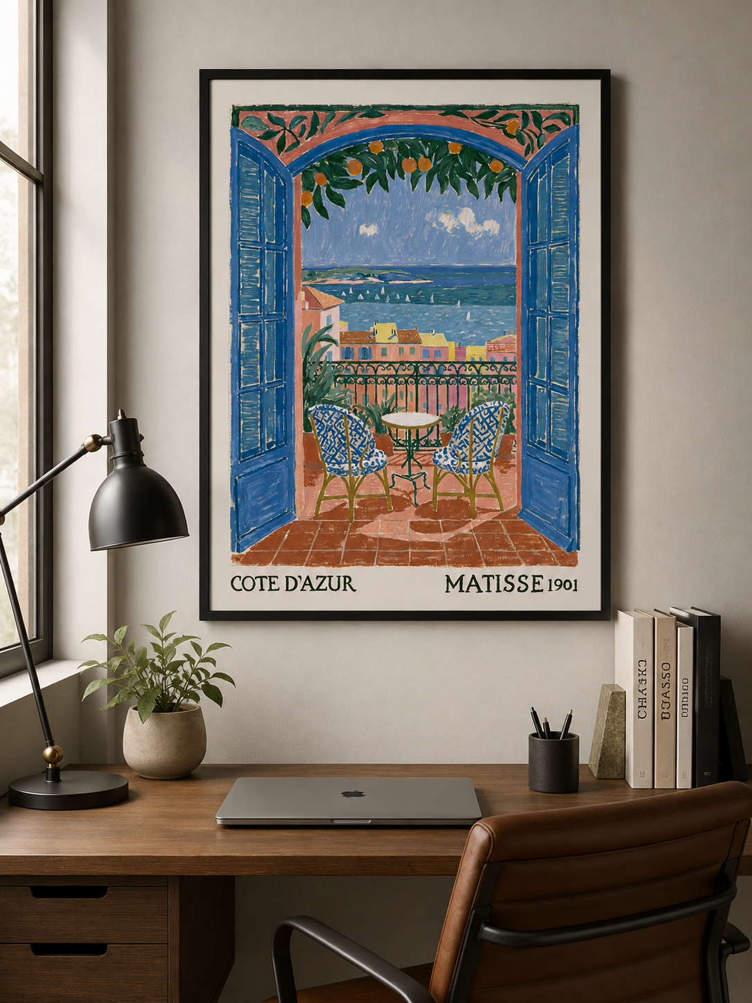 Matisse Riviera Art Print - Wall Art Decor - lifestyle shot - matisse riviera art, french riviera poster