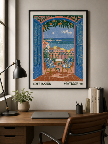Matisse Riviera Art Print - Wall Art Decor - lifestyle shot - matisse riviera art, french riviera poster