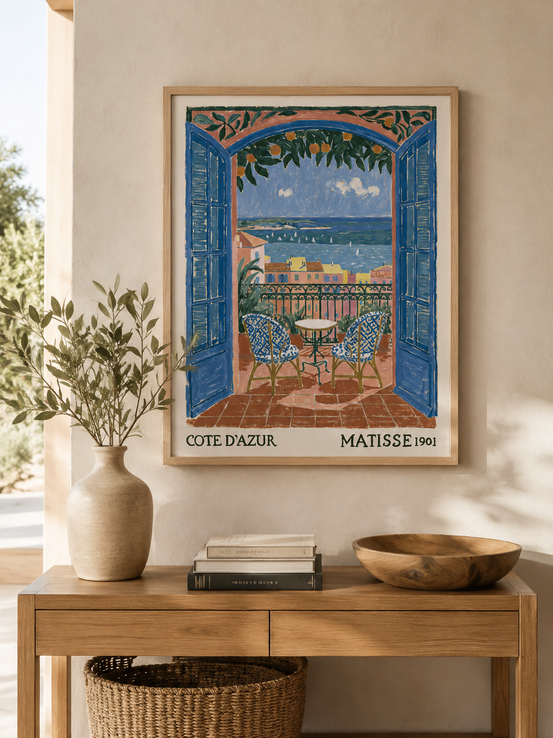 Matisse Riviera Art Print - Wall Art Decor - alternate angle - matisse riviera art, french riviera poster