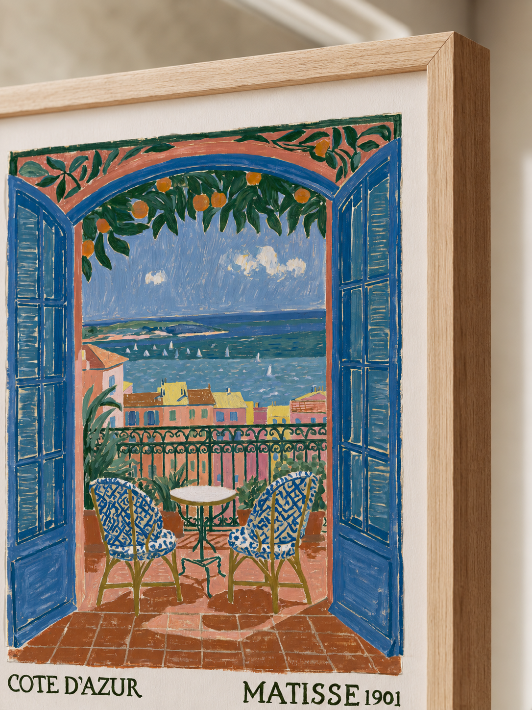 Matisse Riviera Art Print - Wall Art Decor - front view - matisse riviera art, french riviera poster