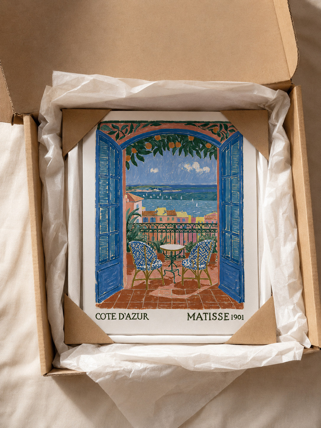 Matisse Riviera Art Print - Wall Art Decor - detail view - matisse riviera art, french riviera poster