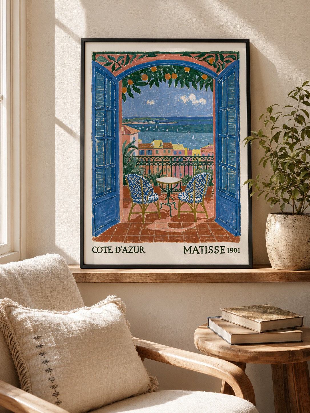 Matisse Riviera Art Print - Wall Art Decor - lifestyle shot - matisse riviera art, french riviera poster