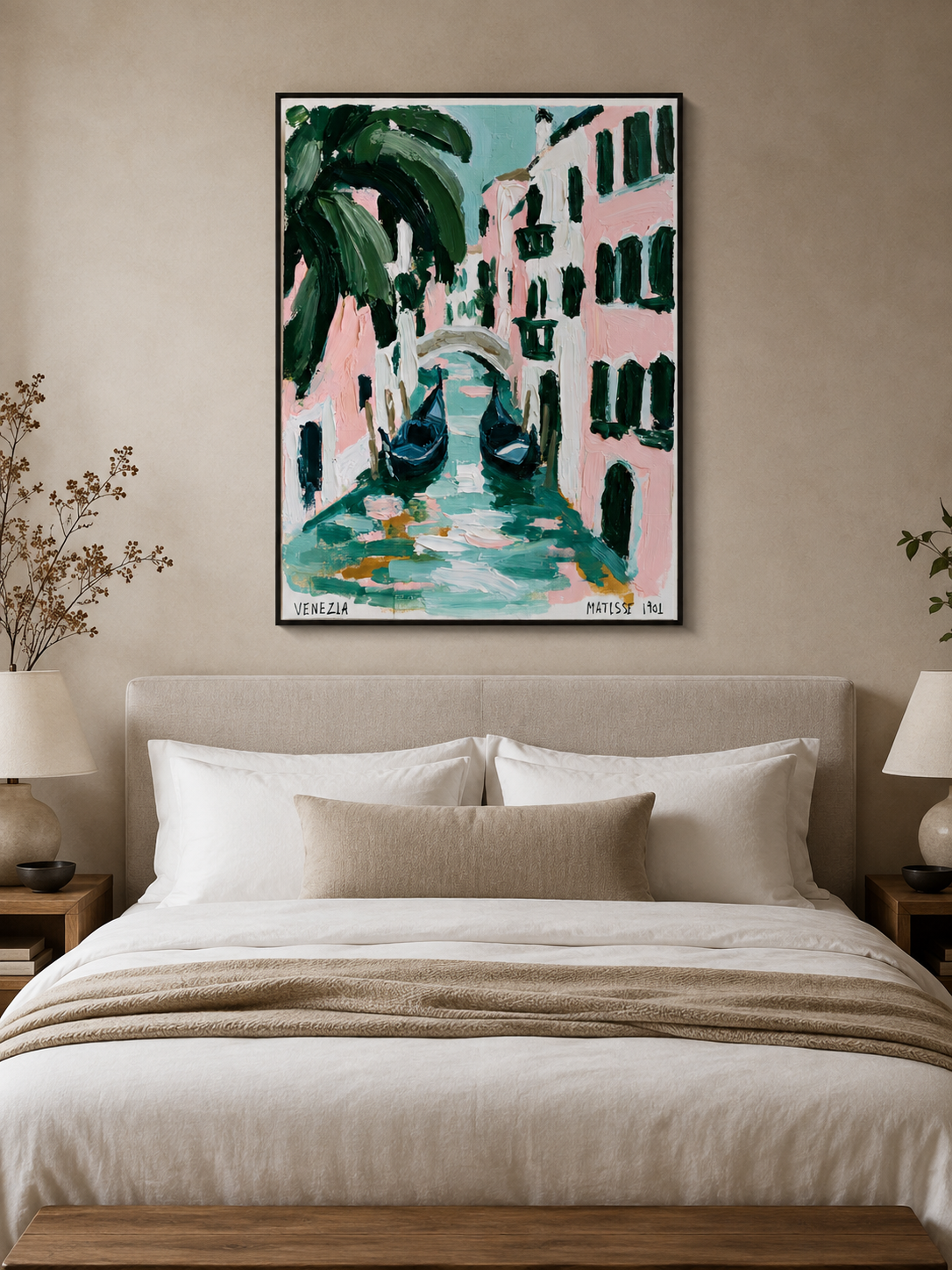 Matisse Venice Art Print - Wall Art Decor - lifestyle shot - gondola canal art, canvas print