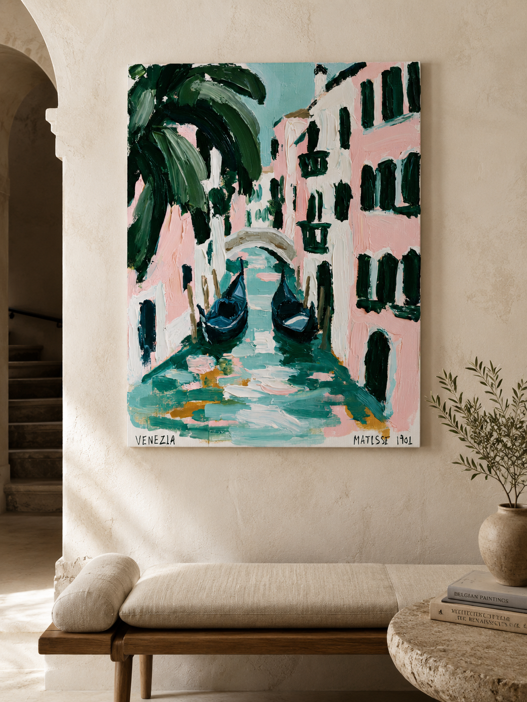 Matisse Venice Art Print - Wall Art Decor - lifestyle shot - gondola canal art, canvas print