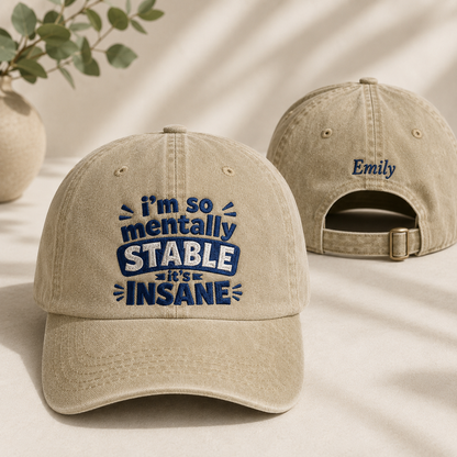 Mentally Stable Washed Cap - Washed Cap - front view