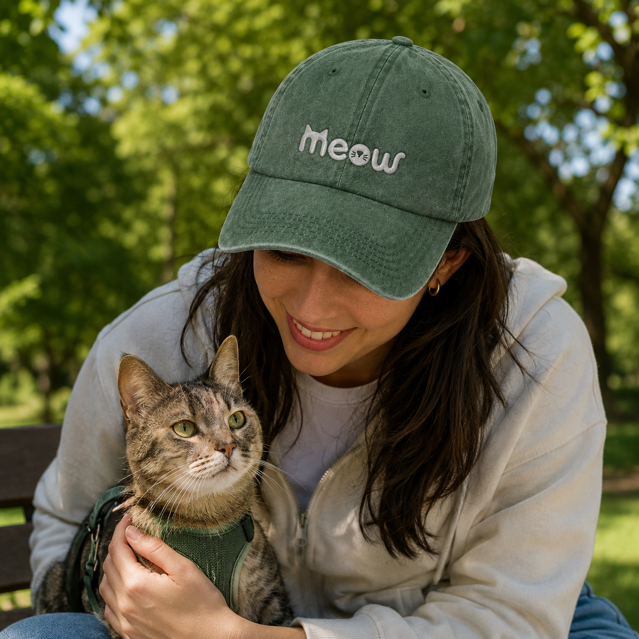 Meow Cat Washed Cap - Washed Cap - alternate angle