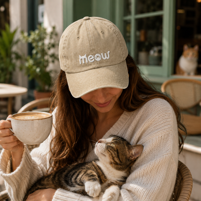 Meow Cat Washed Cap - Washed Cap - lifestyle