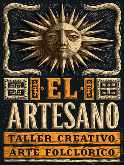 Artisanat Mexicain Affiche - Wall Art Decor - front view - mexican artisan workshop poster, mexican folk art