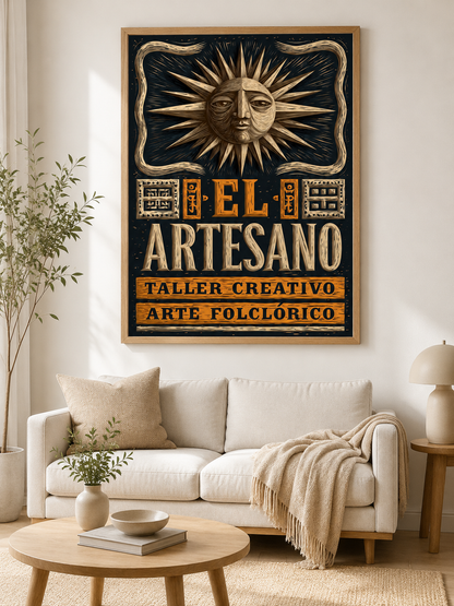 Artisanat Mexicain Affiche - Wall Art Decor - detail view - mexican artisan workshop poster, mexican folk art