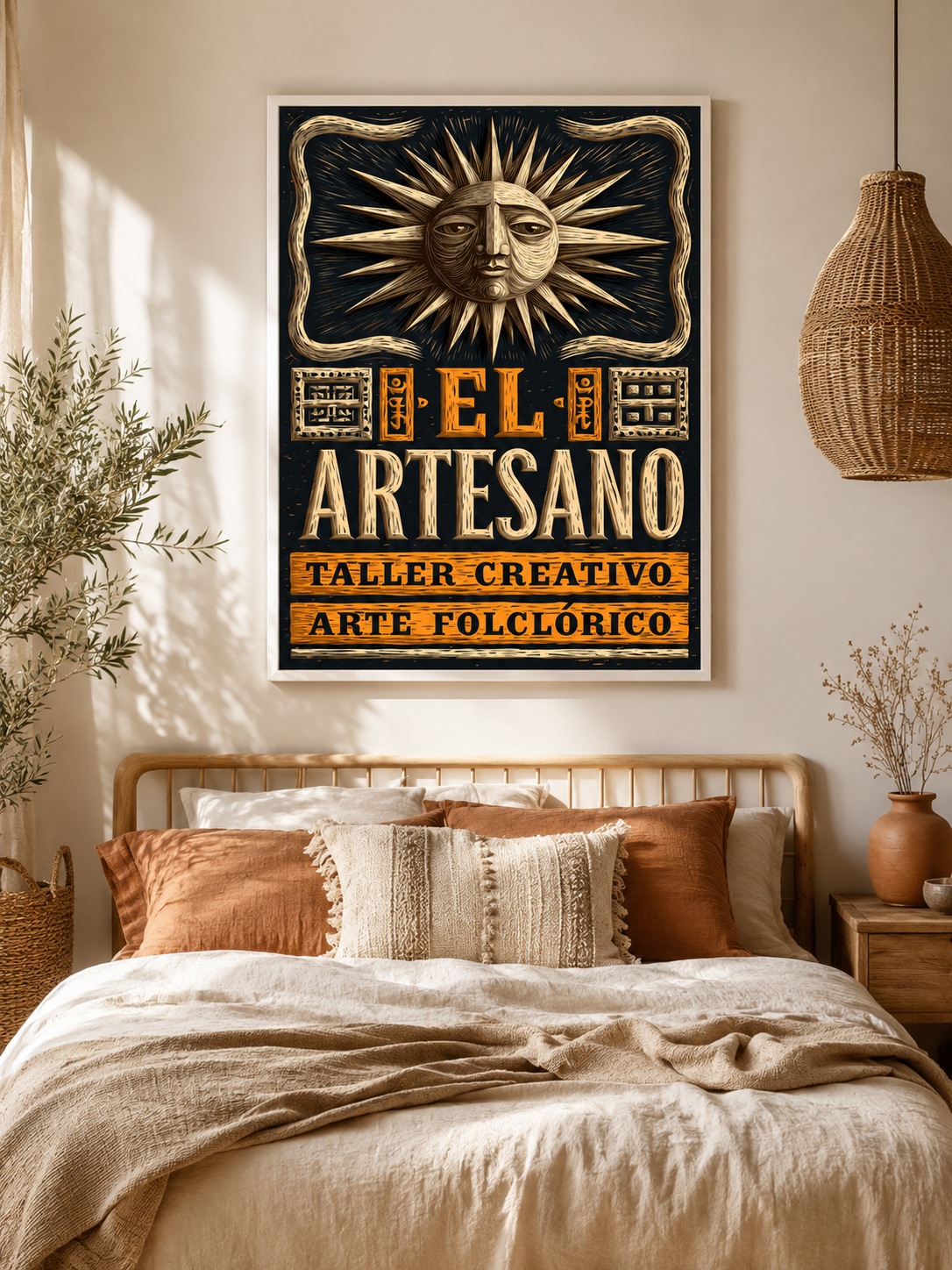 Artisanat Mexicain Affiche - Wall Art Decor - lifestyle shot - mexican artisan workshop poster, mexican folk art