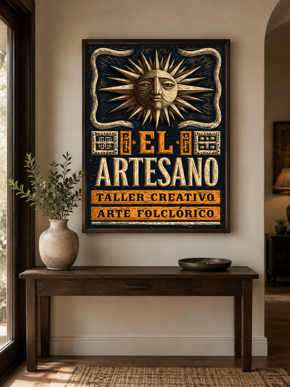 Artisanat Mexicain Affiche - Wall Art Decor - alternate angle - mexican artisan workshop poster, mexican folk art