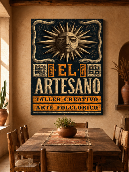 Artisanat Mexicain Affiche - Wall Art Decor - packaging - mexican artisan workshop poster, mexican folk art