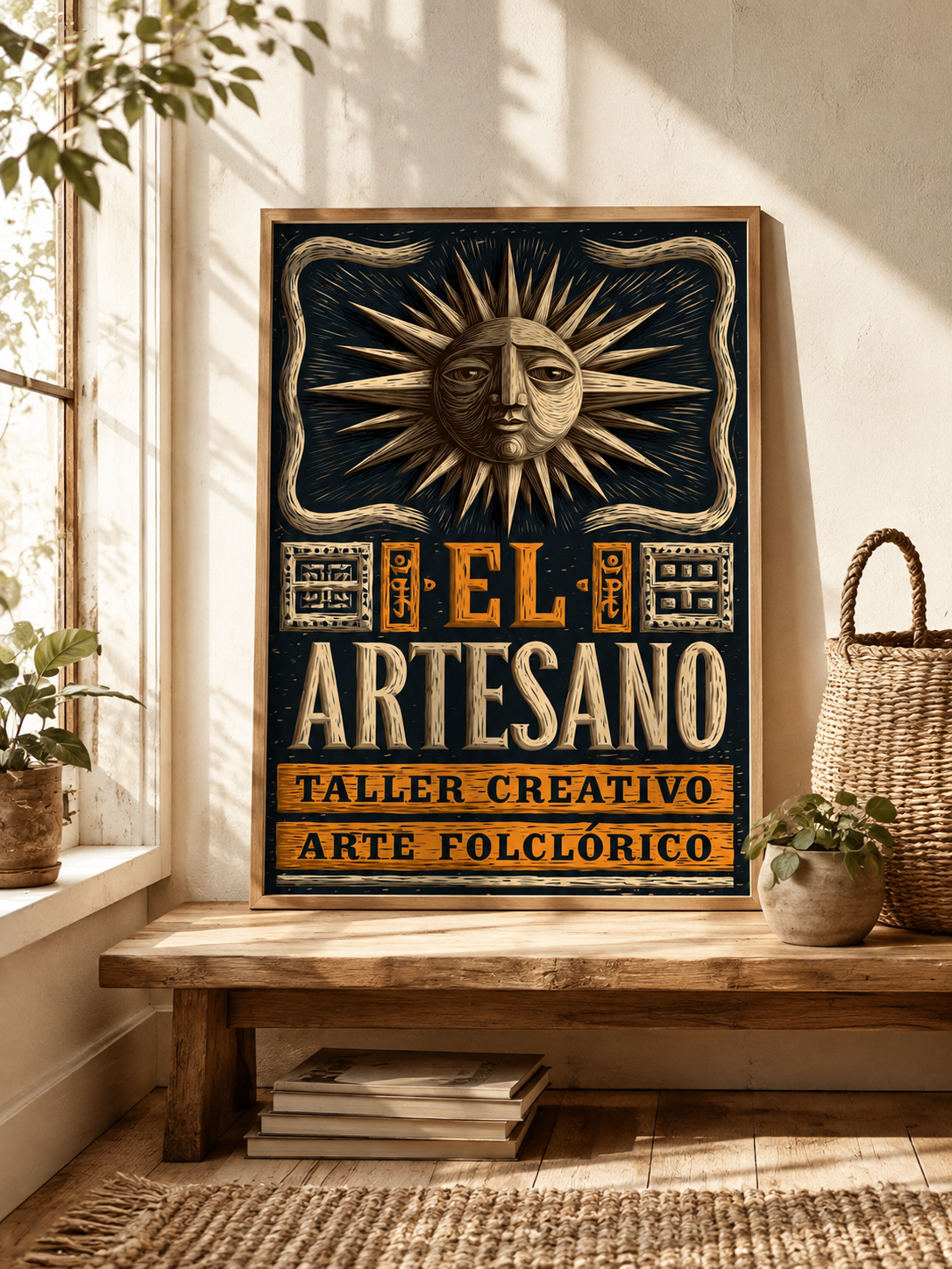 Artisanat Mexicain Affiche - Wall Art Decor - front view - mexican artisan workshop poster, mexican folk art