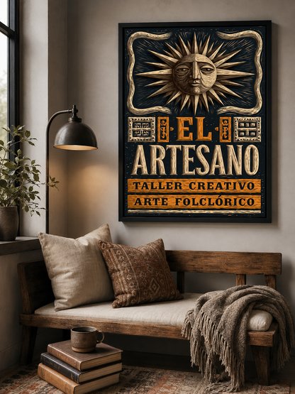 Artisanat Mexicain Affiche - Wall Art Decor - detail view - mexican artisan workshop poster, mexican folk art