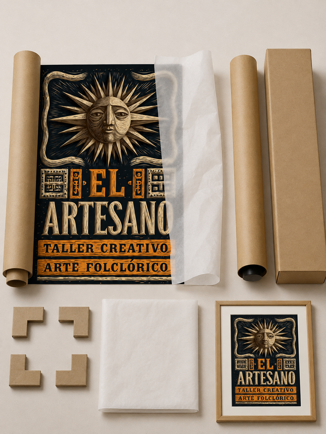 Artisanat Mexicain Affiche - Wall Art Decor - lifestyle shot - mexican artisan workshop poster, mexican folk art
