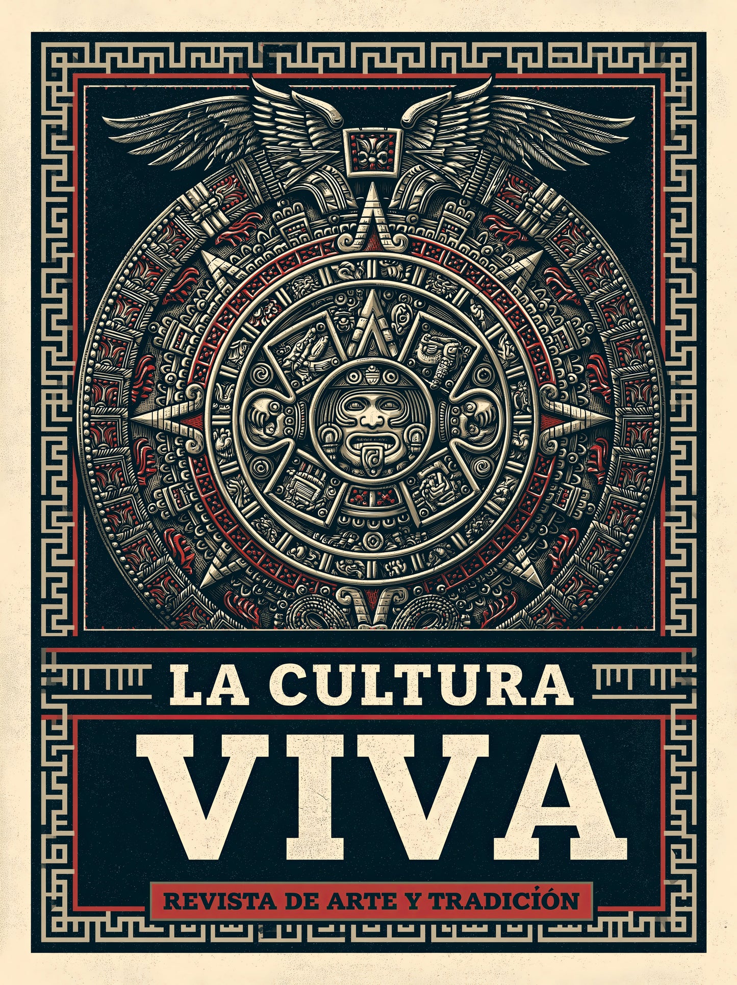 Calendario Azteca Póster - Wall Art Decor - front view - mexican aztec culture poster, aztec heritage wall art