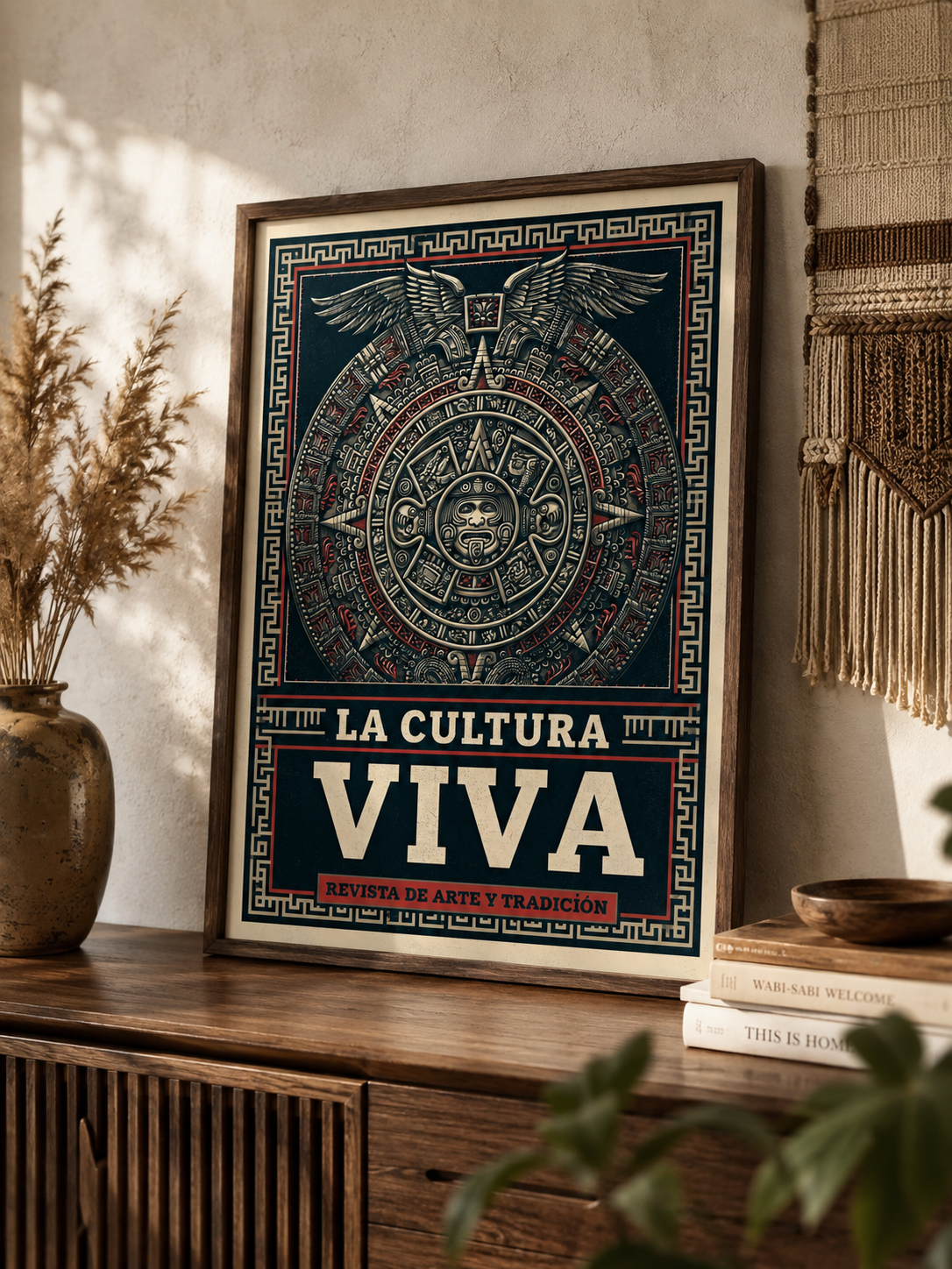 Calendario Azteca Póster - Wall Art Decor - close-up - mexican aztec culture poster, aztec heritage wall art