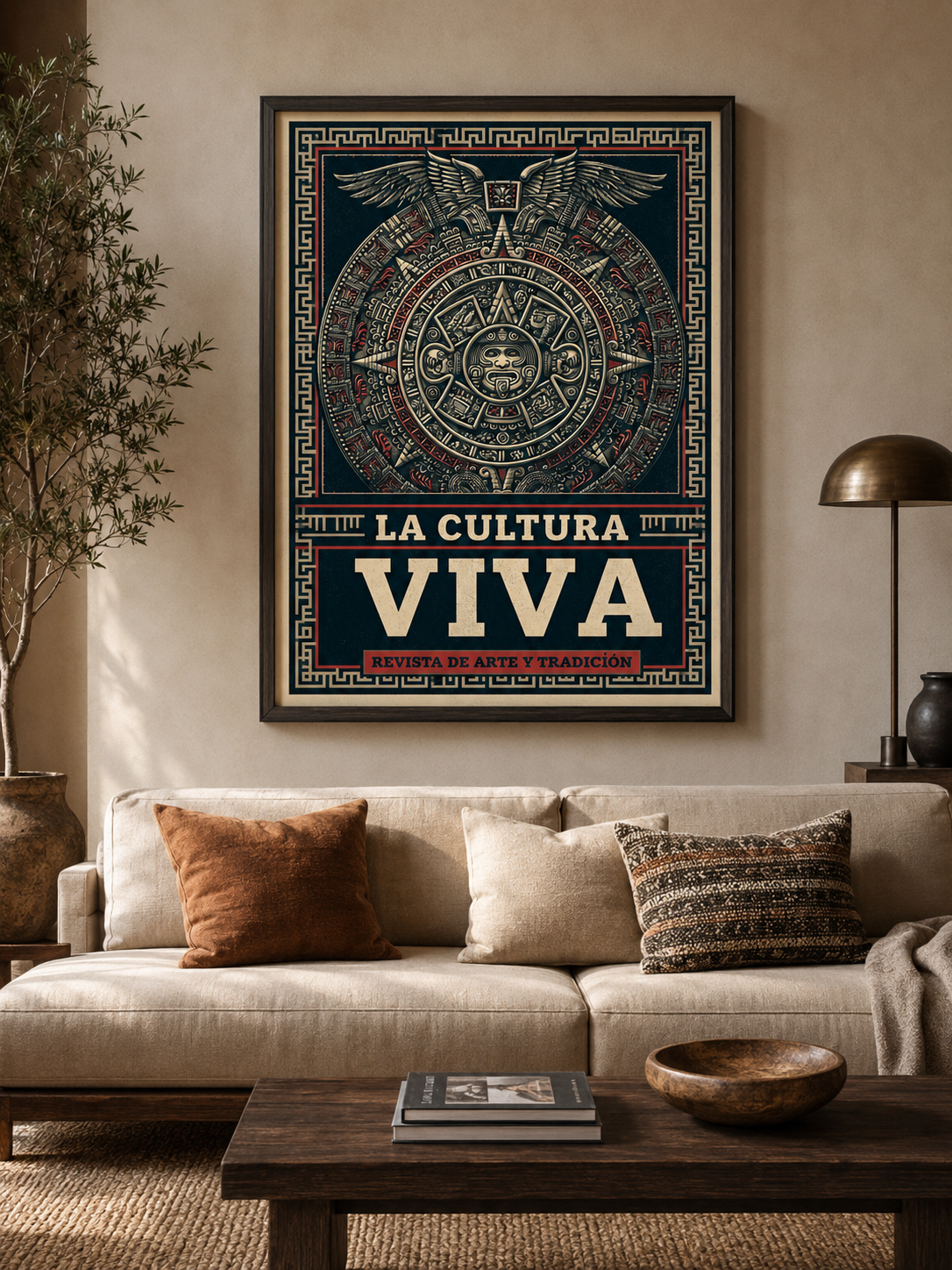 Calendario Azteca Póster - Wall Art Decor - detail view - mexican aztec culture poster, aztec heritage wall art