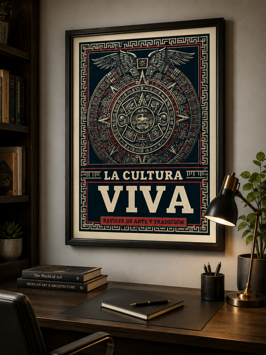 Calendario Azteca Póster - Wall Art Decor - close-up - mexican aztec culture poster, aztec heritage wall art