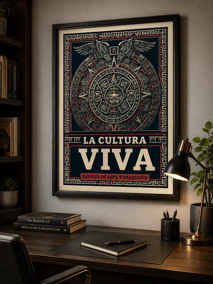 Calendario Azteca Póster - Wall Art Decor - close-up - mexican aztec culture poster, aztec heritage wall art