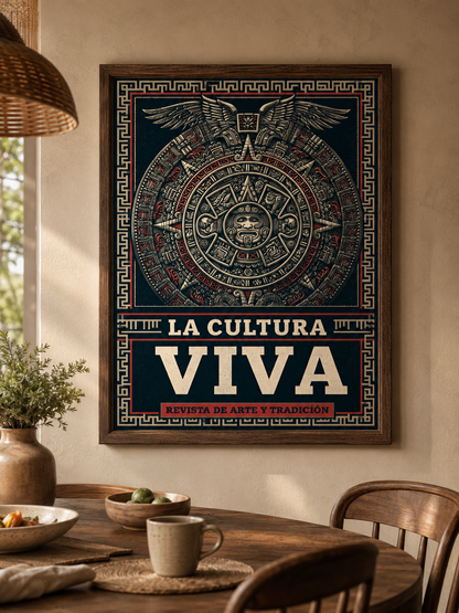 Calendario Azteca Póster - Wall Art Decor - alternate angle - mexican aztec culture poster, aztec heritage wall art