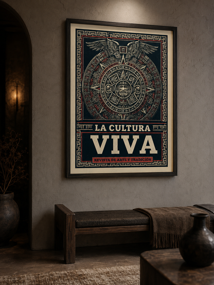 Calendario Azteca Póster - Wall Art Decor - front view - mexican aztec culture poster, aztec heritage wall art